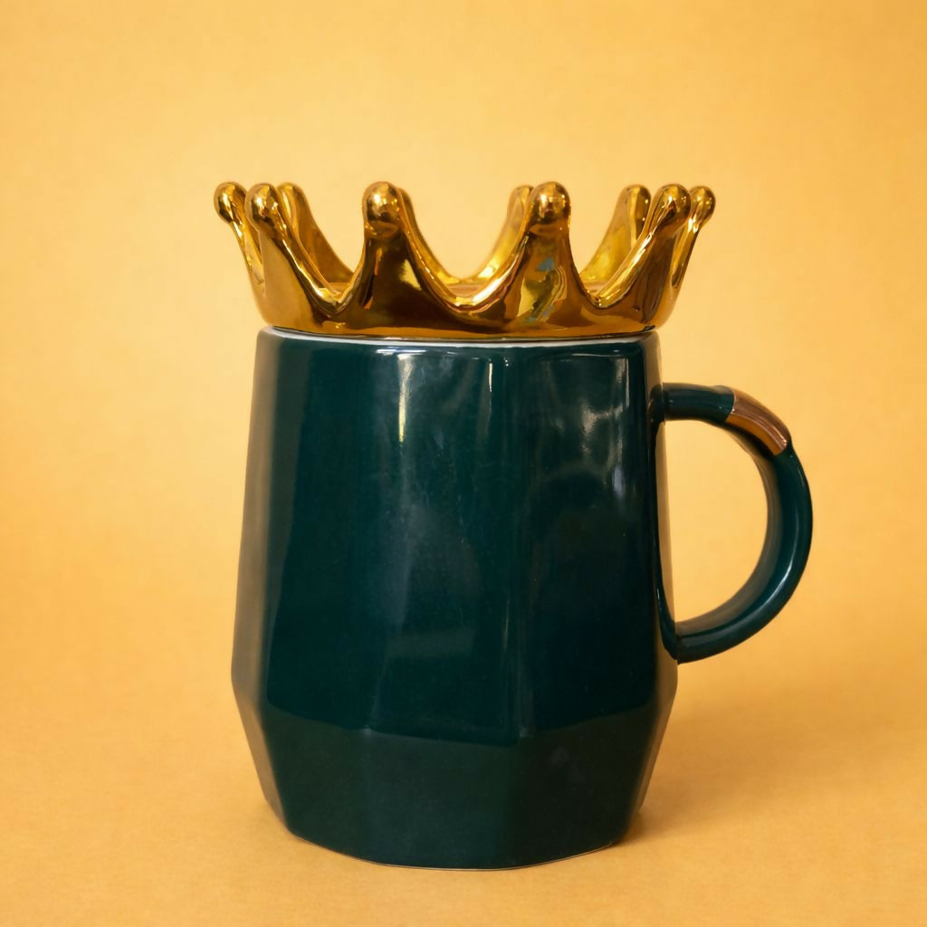 Ceramic Crown Lid Coffee Mug Stylish Motivational Tea Cup