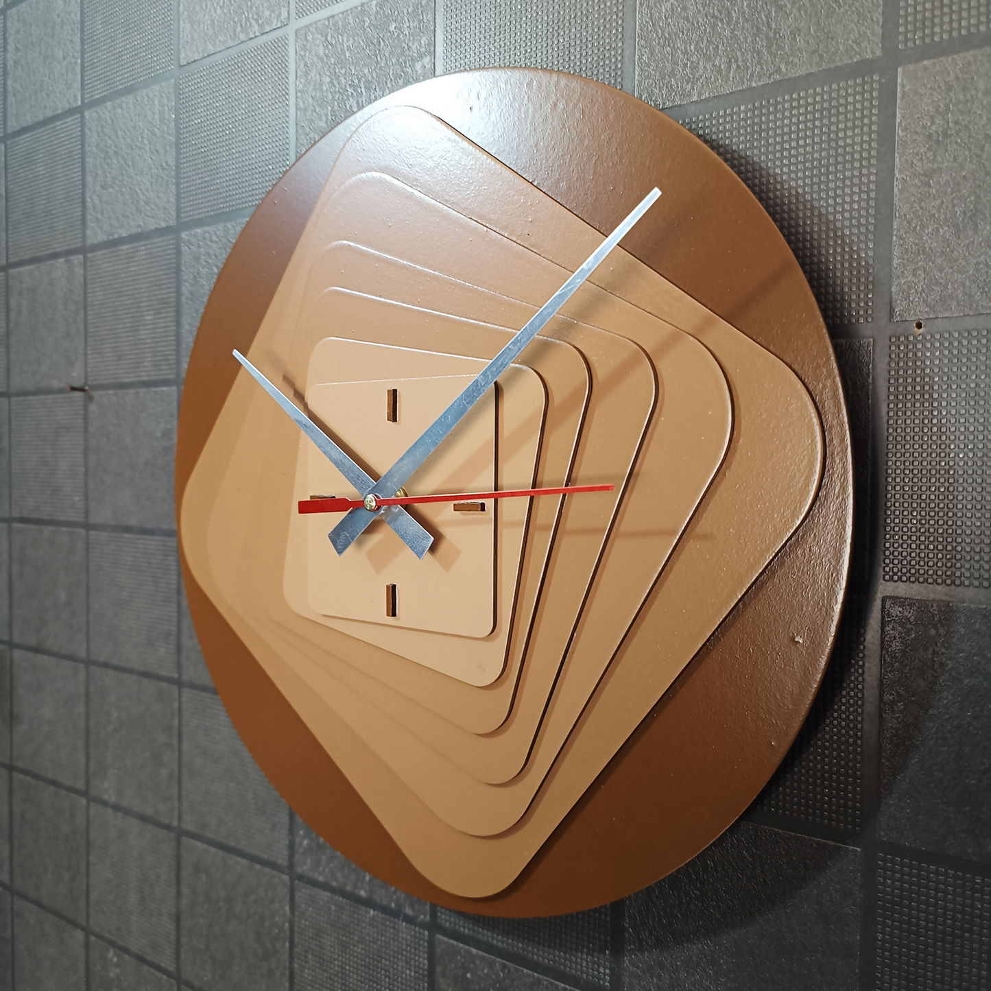 7 Layer Wooden Wall Clock side profile view