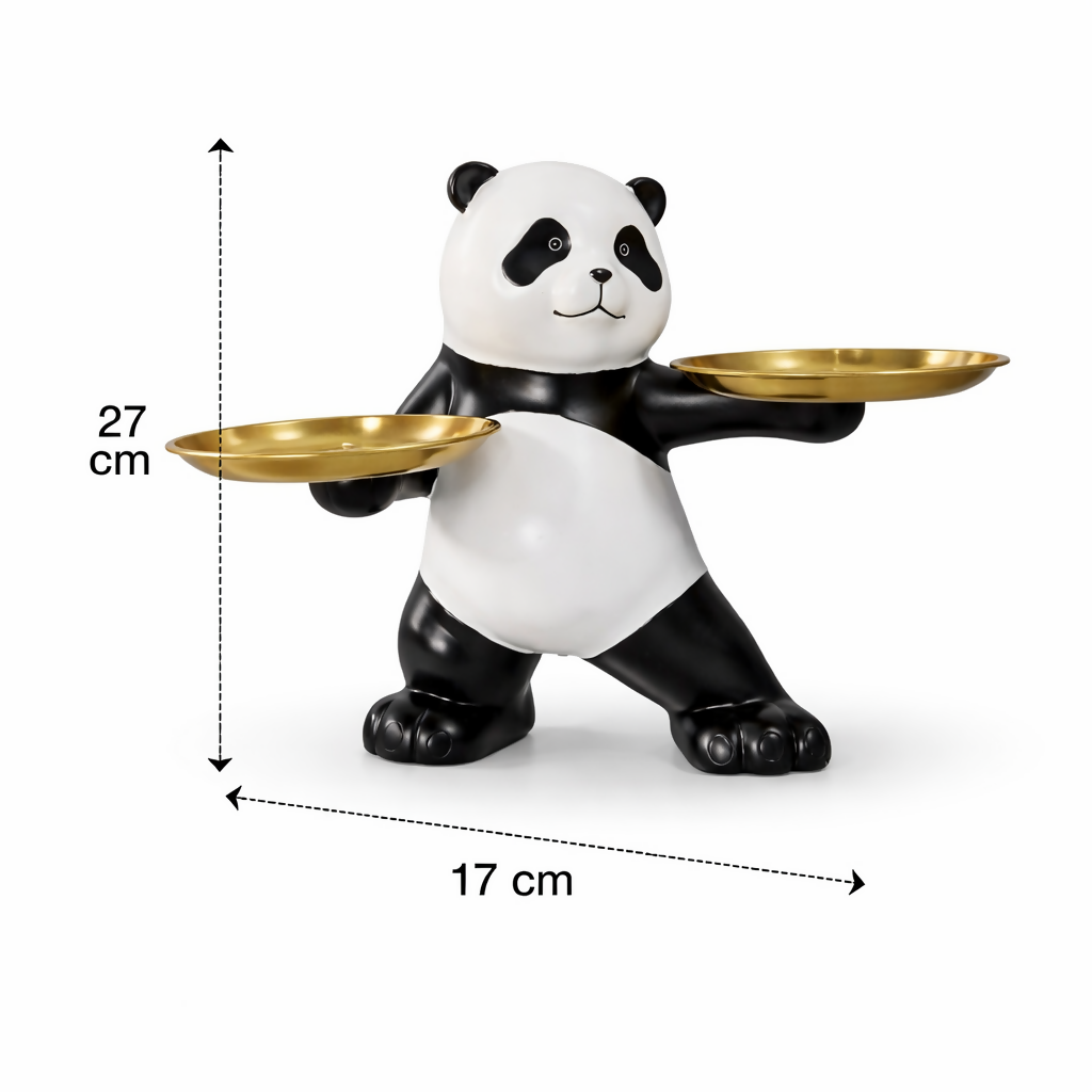 Panda Tray Holder with Dual Plates Decorative Showpiece Stand