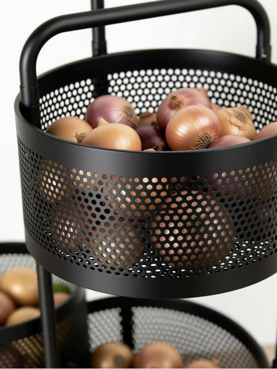 Compact Round 5-Basket Kitchen Trolley with Ventilated Mesh & 360° Swivel Wheels