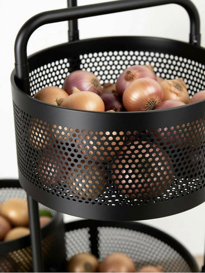 Compact Round 5-Basket Kitchen Trolley with Ventilated Mesh & 360° Swivel Wheels