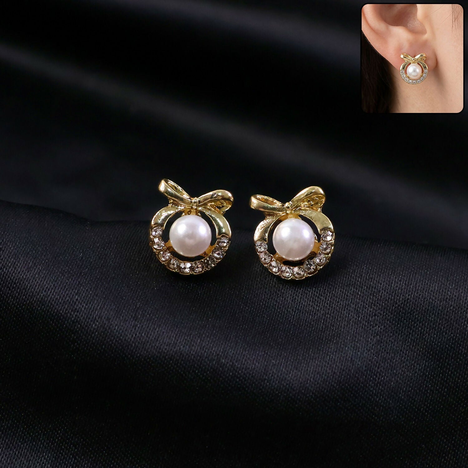 Korean Pearl Stud Earrings – Elegant Bridal or Formal Accessory