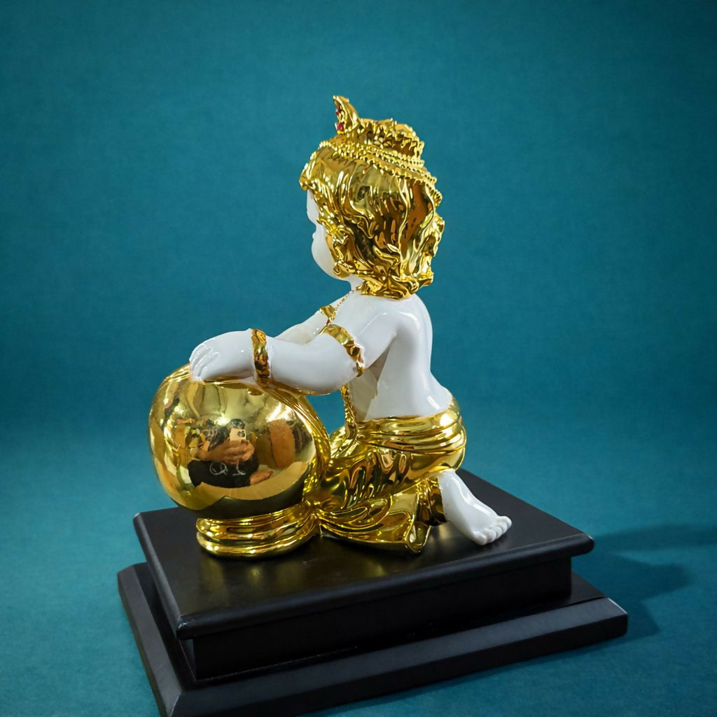 Bal Krishna golden idol ideal for home temple décor