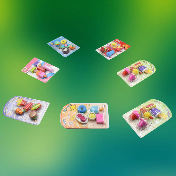 Mix Design 1Set Fancy & Stylish Colorful Erasers for Children Different Designs & Mix, Eraser Set for Return Gift, Birthday Party, School Prize (1Set)