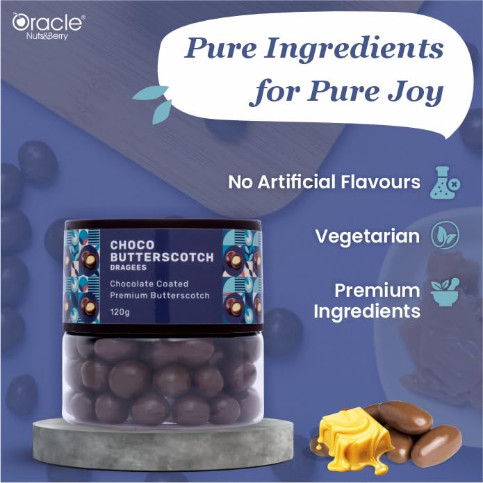Oracle Nuts & Berry Choco Butterscotch Dragees – Premium Chocolate Coated Butterscotch Treats (120gm)