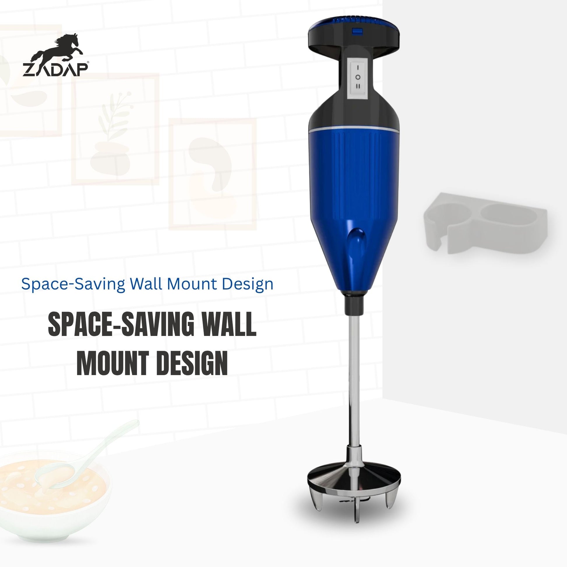 ZADAP RHB-131 Prime blue hand blender side angle