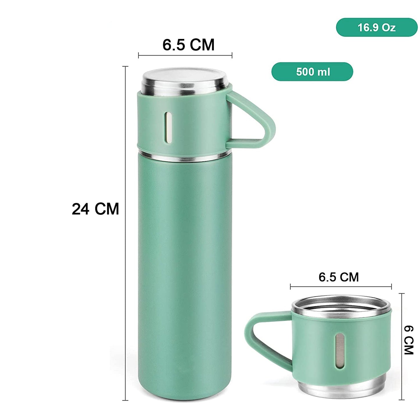 Customized/Personalized Stainless Steel Water Bottle Vacuum Flask Set With 3 Steel Cups Combo | Gifting Custom Name Water Bottle | Gifts for boyfriend/Girlfriend/Employee | 500ML |