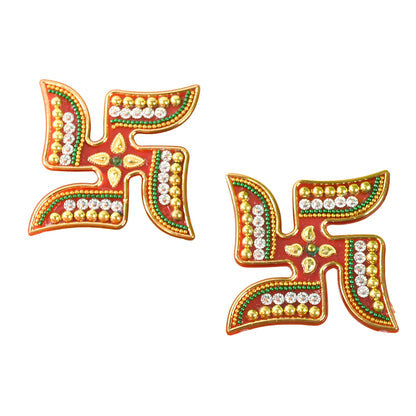Swastik Decorative Sticker – Traditional Acrylic Pooja Décor Set