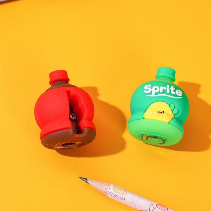 2-in-1 3D Cold Drink Bottle Shape Rubber Pencil Sharpener and Eraser Set, Stationery for Kids School Boys Girls, Birthday Return Gifts (24 Pcs Set )
