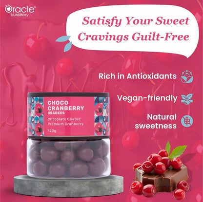 Oracle Choco Cranberry Dragees – Chocolate Coated Premium Cranberries (120gm)
