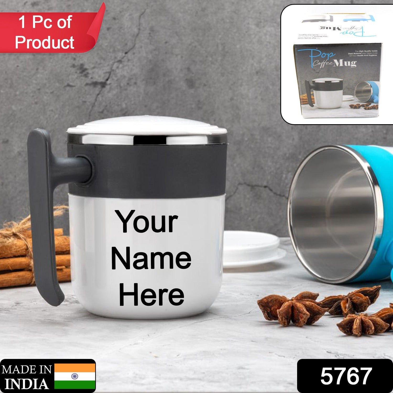 Customize Stainless Steel Insulated Coffee/Tea Mug for Travel , Office, Home Use (1 Pc)