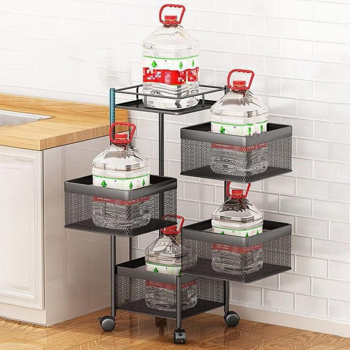Metal High Quality Kitchen Trolley Kitchen Organizer Items and Kitchen Accessories Items for Kitchen Rack Square Design for Fruits & Vegetable Onion Storage Kitchen Trolley with Wheels (4 Layer)