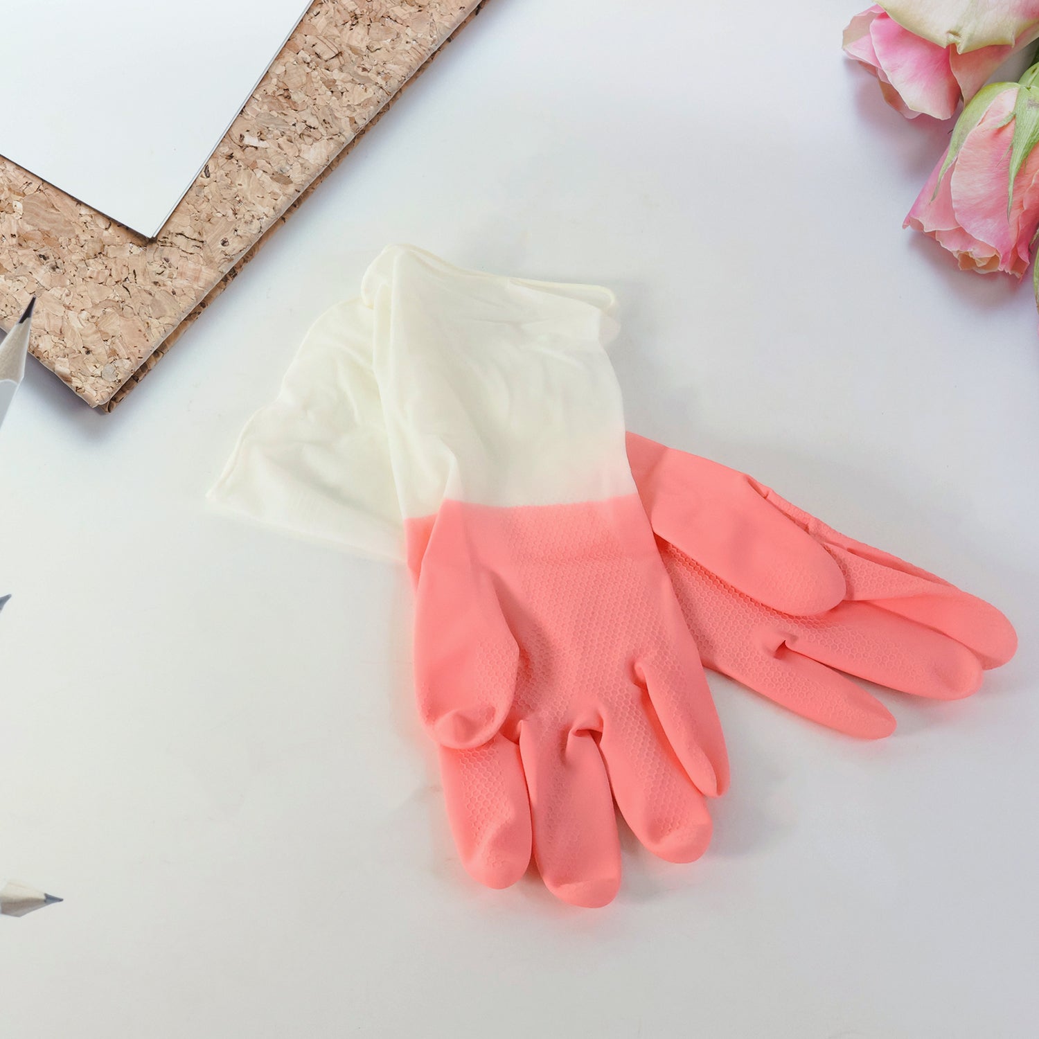 Medium Reusable Long-Cuff Household Cleaning Gloves - (1 Pair)