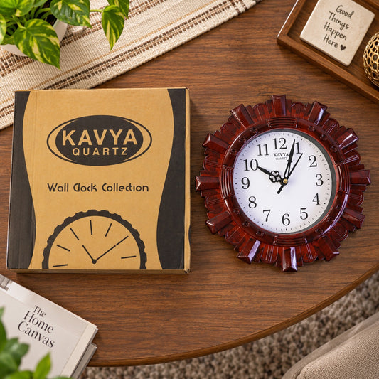 Wooden Look Wall Clock – Silent, Easy-Read for Home | VoltDesk