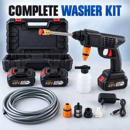 Cordless Car Washing Kit with 2 Batteries, Spray Gun and Carry Case (48V)