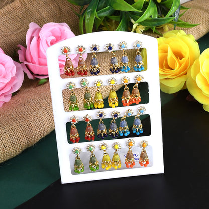 Small And Simple Fancy Jhumka Earrings Combo Pack Of 12 Pairs