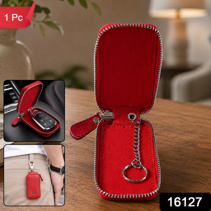 Car Key Case with Snap Hook PU Leather Smart Key Holder (1 Pc)