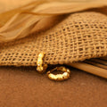 Gold Bamboo Texture Hoop Earrings – Elegant 22K Gold Huggie Hoops