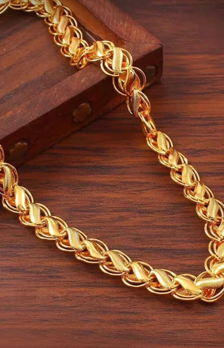 Stylish Gold Chain For Men Gold Plated Metal Necklace Chains For Boys Men