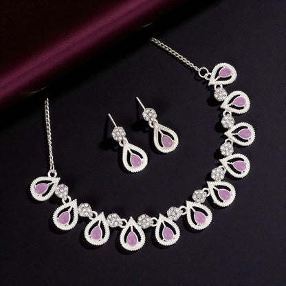 Rustic Oxidized Silver Purple & Emerald Choker Set