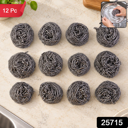 Kitchen Steel Scrubbers for Metal Utensils, Pots and Pan Cleaning (12 Pc)