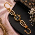 Elegant Gold-Tone Interlinked Crystal Bracelet Watch for Women – Luxury Analog Wrist Watch with Black Dial