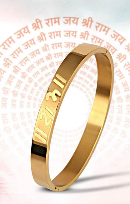 Golden Shree Ram written Kada, Anti-tarnish Bracelet, Skin friendly