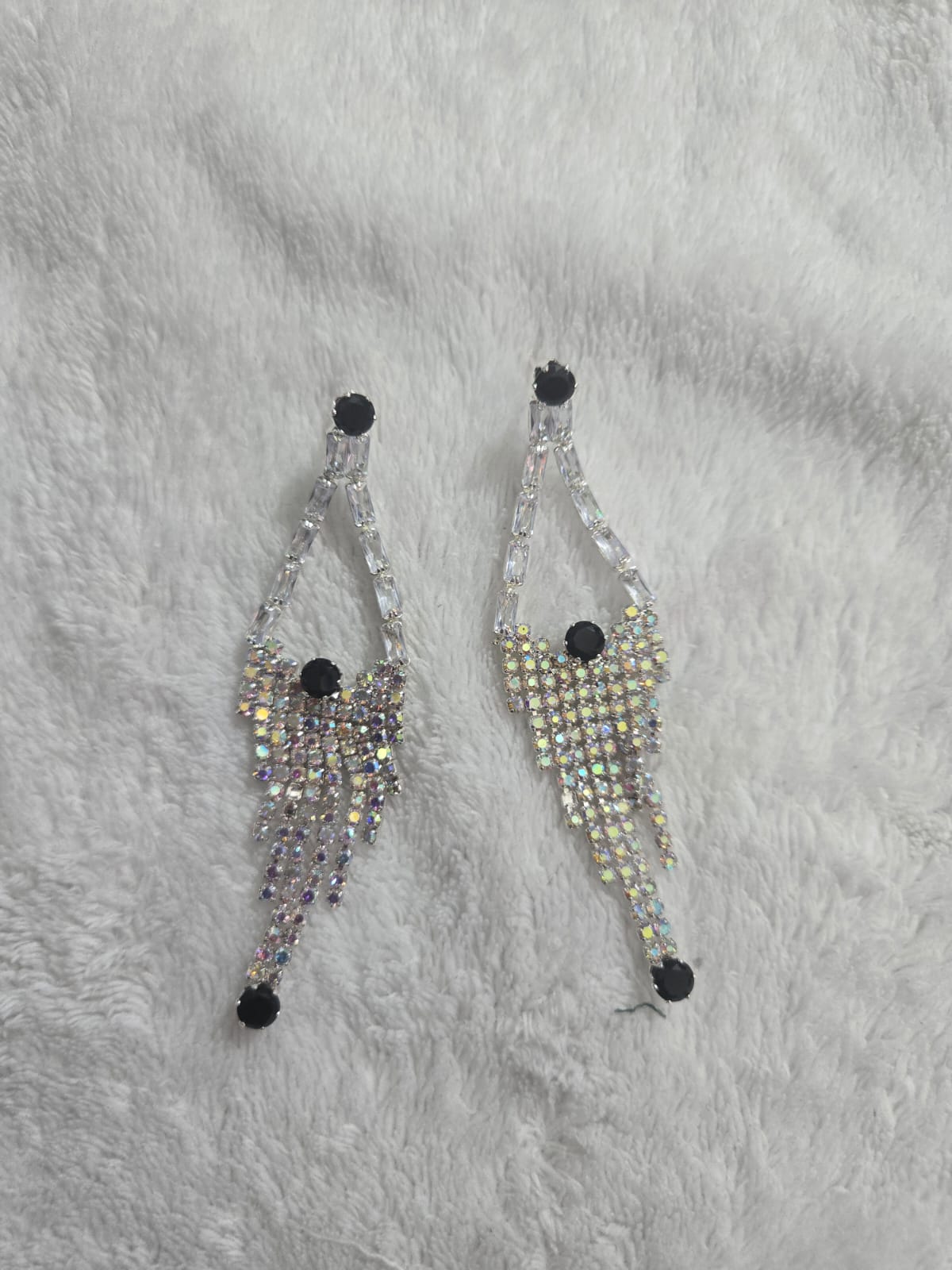 Black Stone Crystal Drop Earrings for Women Stylish Party Wear Jewellery