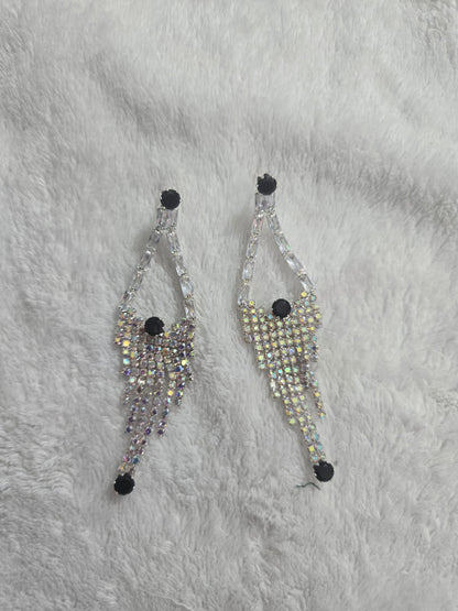 Black Stone Crystal Drop Earrings for Women Stylish Party Wear Jewellery