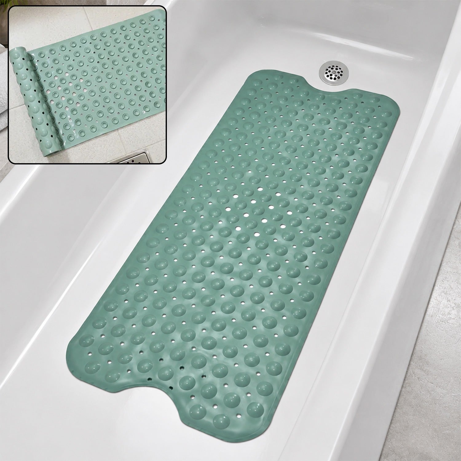 Anti Slip Bath Mat 100x40 Cm for Bathroom Safety with Suction Cups