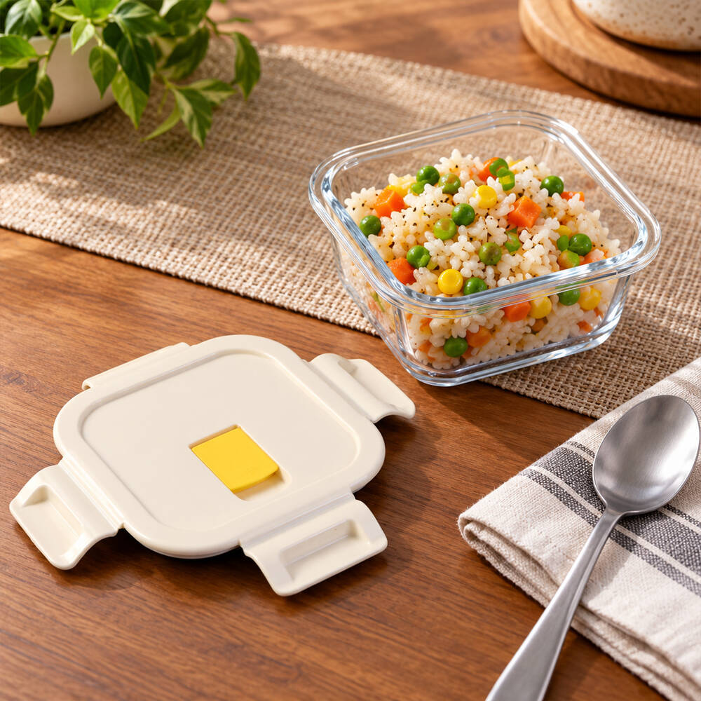 Borosilicate Glass Food Storage Container with Clip-Lock Lid (320 ml, 1 Pc)