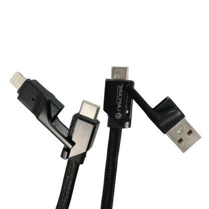 Lapcare Hook 4 in 1 Braided Charging Cable with USB A, Type C & Lightning