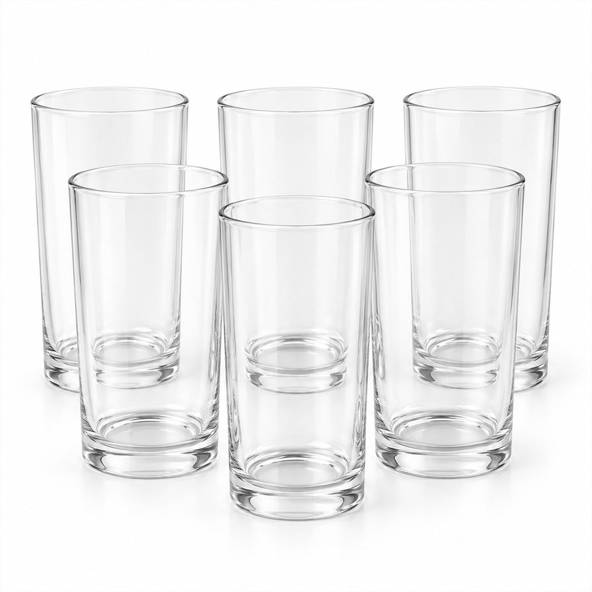 Clear Drinking Glass Tumblers with Smooth Rims and Thick Bases (240 ml, 6 Pc)