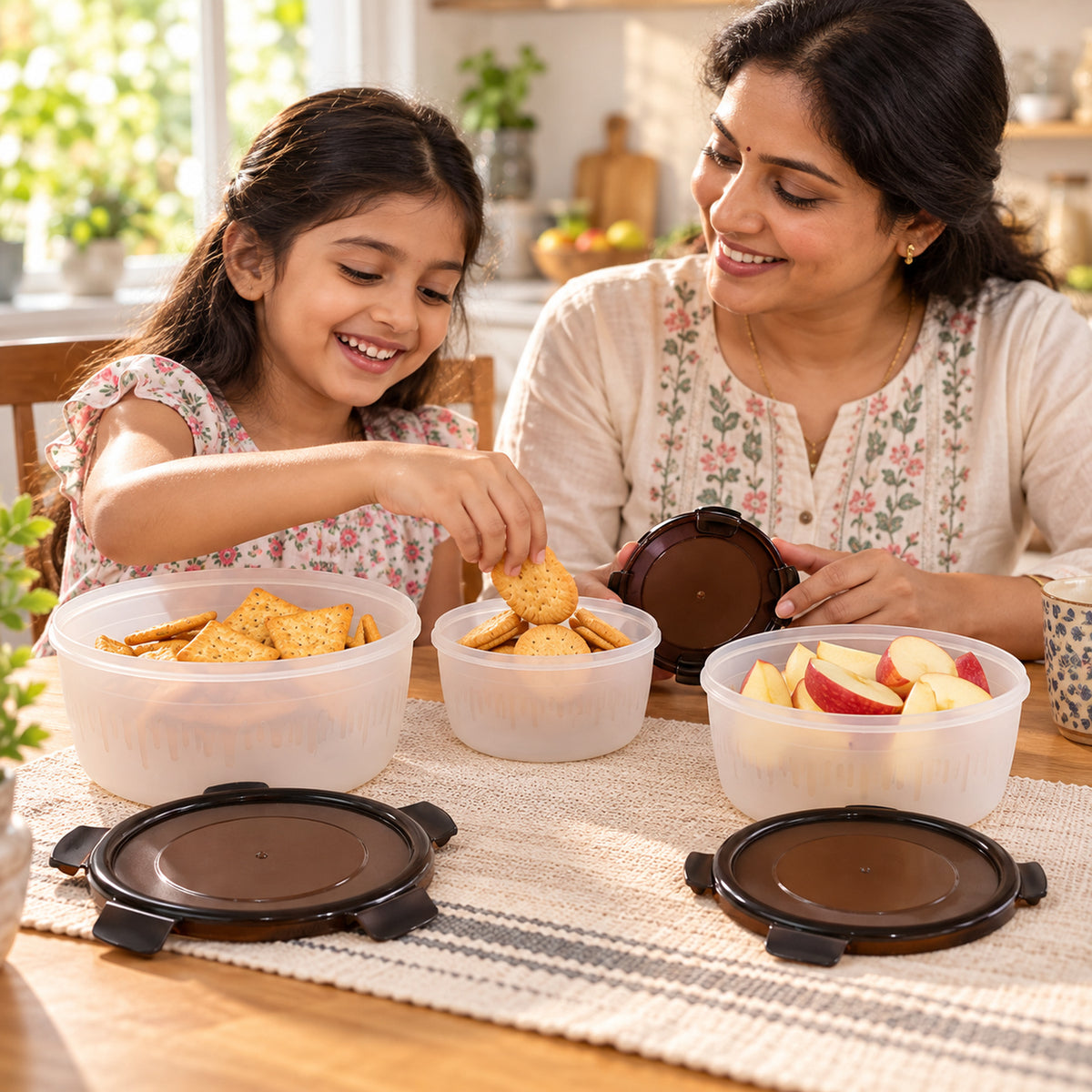 Magick Round Food Storage Containers with Clip-On Lids in Three Sizes (3 Pc)