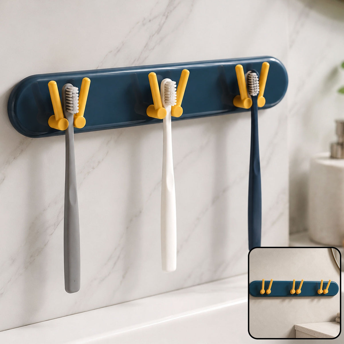 Wall-Mounted Toothbrush Holder – Plastic Bathroom Organizer | BrushedUp