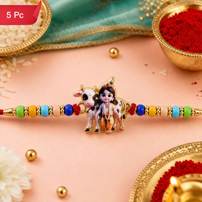 Lord Krishna Rakhi Spiritual Design for Raksha Bandhan (5pcs)