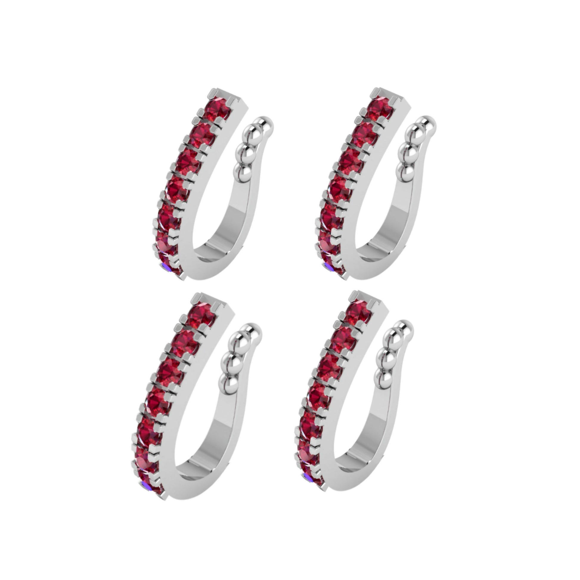 Rose Gold Pink CZ Floral Non-Pierced Clip-On Nose Ring/Pin Combo Pack of 4