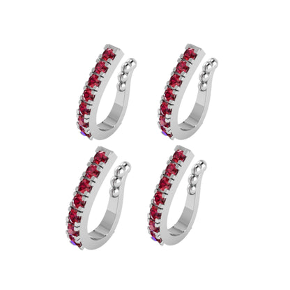 Rose Gold Pink CZ Floral Non-Pierced Clip-On Nose Ring/Pin Combo Pack of 4