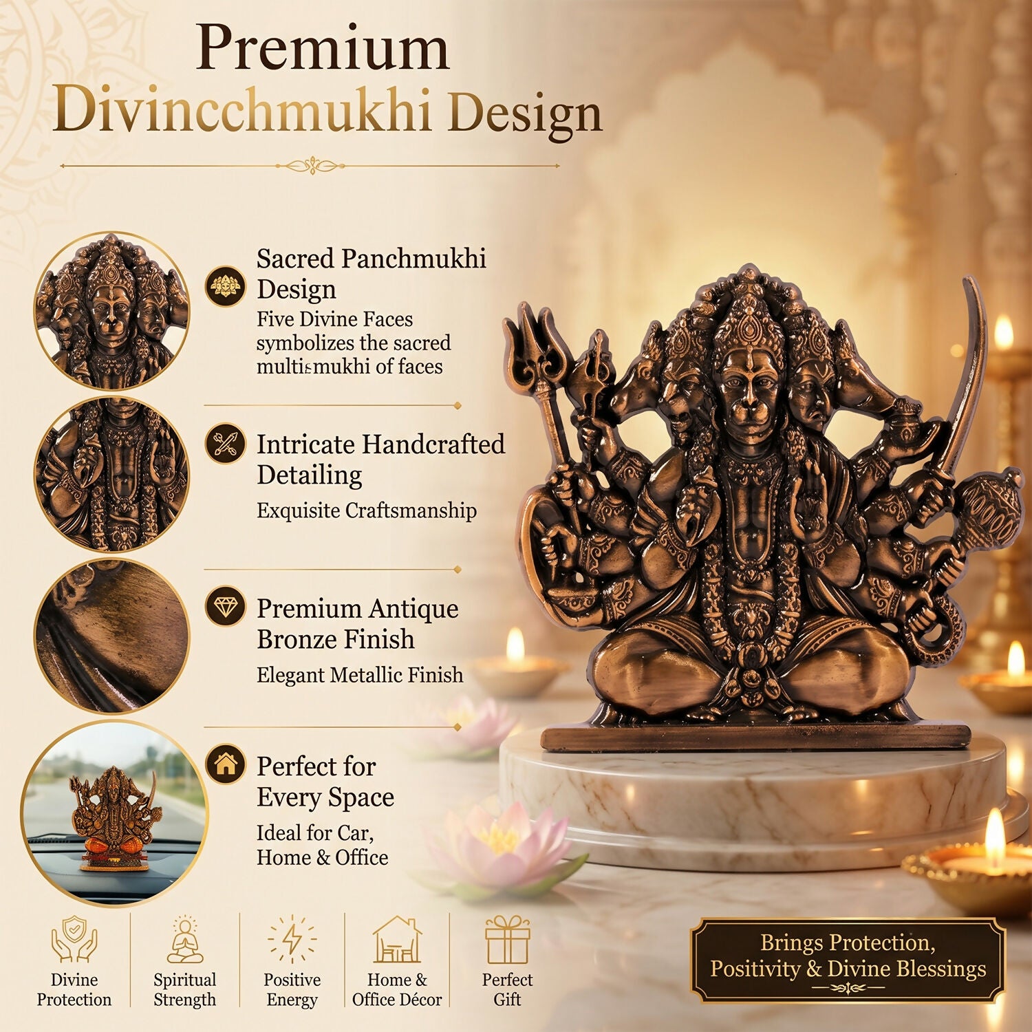 Brass Panchmukhi Hanuman Idol-05