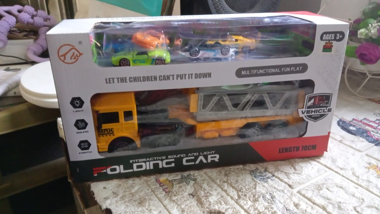 Realistic Long-Haul Toy Vehicle Transport Playset with Lights and Sound