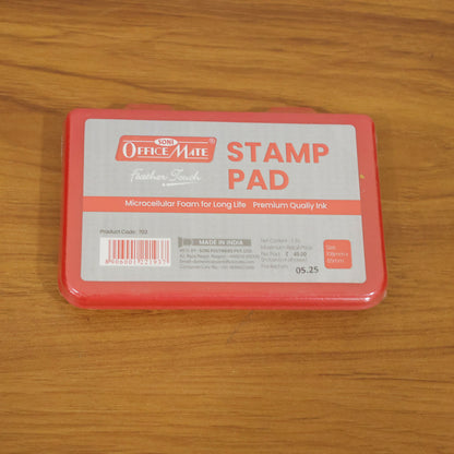 OfficeMate Red Stamp Pad – Premium Microcellular Foam, Long-Life Ink (108×65 mm)