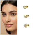 Gold Plated Floral Crystal Nosepin Stud – Elegant Cluster Design