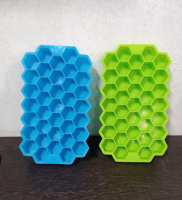 7161 Flexible Silicone Honeycomb Design 37 cavity Ice Cube Moulds Trays Small Cubes For Whiskey Tray For Fridge (Multicolor)