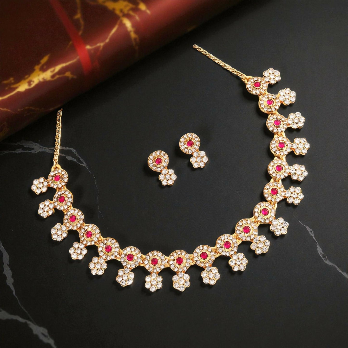 Traditional Kundan & Pearl Peacock Choker Necklace Set