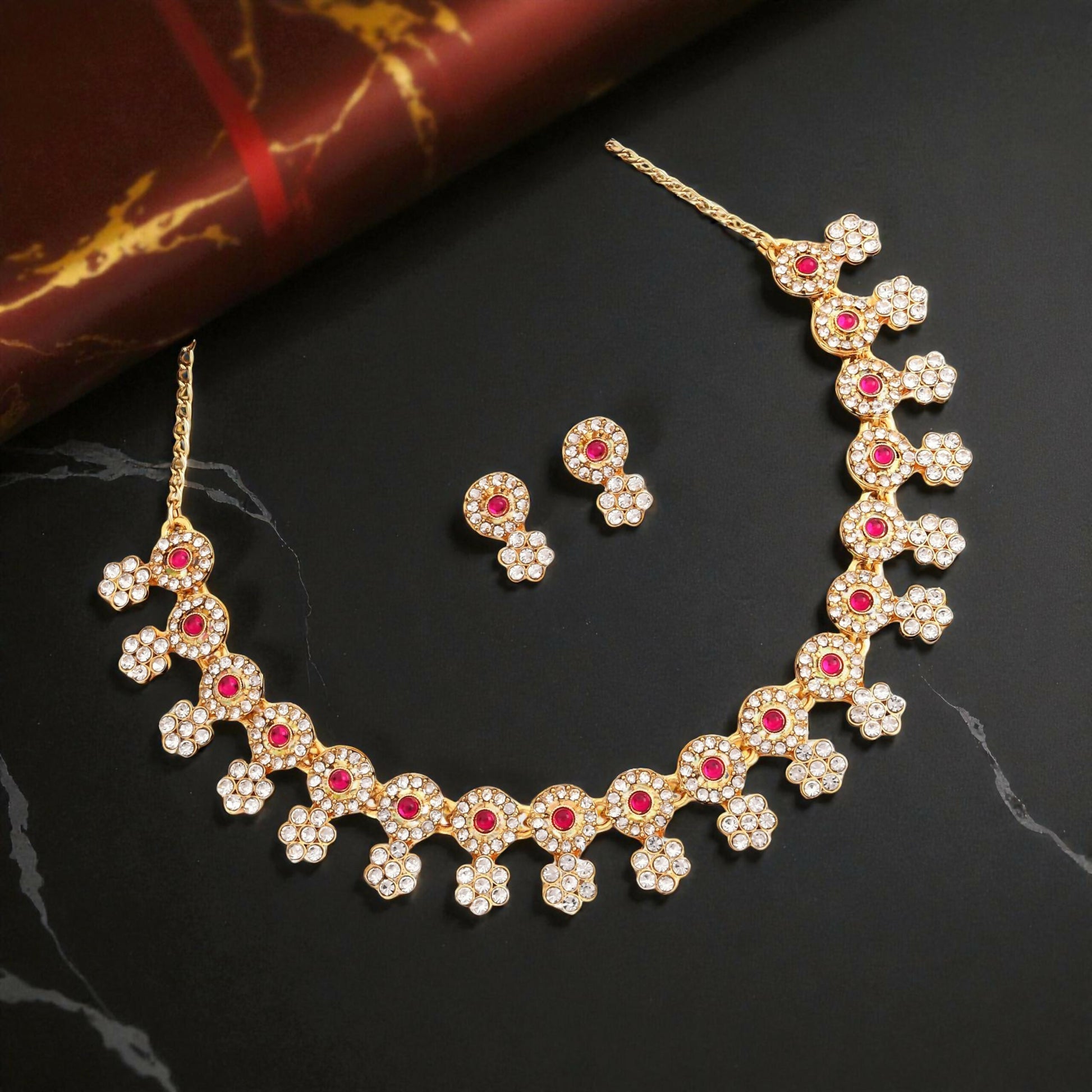 Traditional Kundan & Pearl Peacock Choker Necklace Set