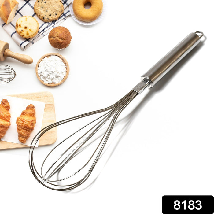 8183 Kitchen Whisk, Stainless Steel Kitchen Tool Non-Scratch Best Stainless Steel Whisk for Perfect Metal Hand Whisk for Cooking Soup Whisking Spatula Tool Is a Great Kitchen Accessory or Gift (1 Pc / 29cm)