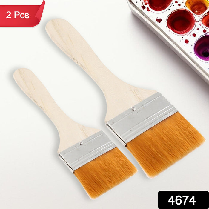 Quality Flat Paint Big Size Brush for Watercolor & Acrylic Painting( Multicolor / 2 Pc Set )