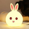 Cute Bunny Silicone LED Night Lamp, 7 Color Touch Bedside Lamp for Kids