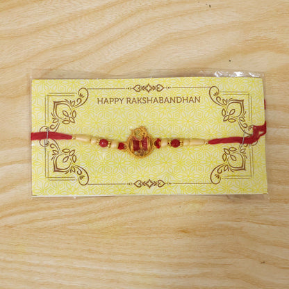 Rakhi Elegant Pearl Beads with Damaru Charm for Brothers (5pcs)