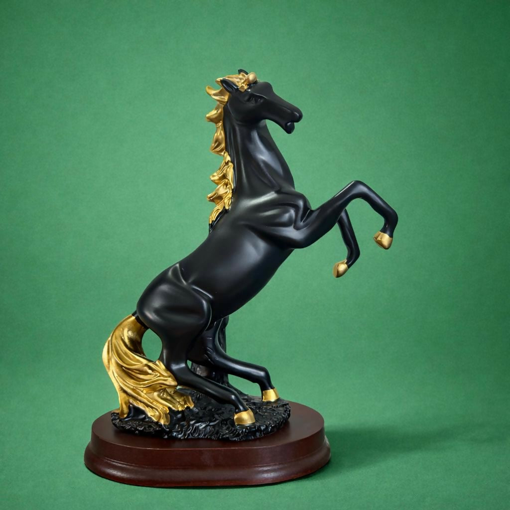 Black Elegant Horse Showpiece Statue for Home Decor Tabletop